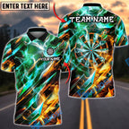 BlueJose Darts Fire Ice Abstract Energy Dartboard Personalized Name, Team Name Unisex Shirt (4 Colors)