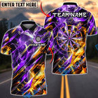 BlueJose Darts Fire Ice Abstract Energy Dartboard Personalized Name, Team Name Unisex Shirt (4 Colors)