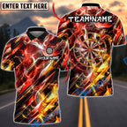 BlueJose Darts Fire Ice Abstract Energy Dartboard Personalized Name, Team Name Unisex Shirt (4 Colors)
