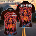 BlueJose Darts Neon Graffiti Girl Retro Vaporwave Personalized Name, Team Name Unisex Shirt (4 Colors)