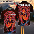 BlueJose Darts Neon Graffiti Girl Retro Vaporwave Personalized Name, Team Name Unisex Shirt (4 Colors)