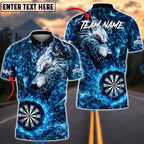 BlueJose Darts Wolf Fire Dartboard Fantasy Art Personalized Name, Team Name Unisex Shirt (4 Colors)