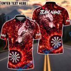 BlueJose Darts Wolf Fire Dartboard Fantasy Art Personalized Name, Team Name Unisex Shirt (4 Colors)