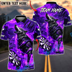 BlueJose Darts Wolf Fire Storm Dark Fantasy Multicolor Options Personalized Name Shirt (4 Colors)