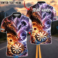 BlueJose Darts Fire Ice Dragon Dartboard Fantasy Personalized Name, Team Name Unisex Shirt (4 Colors)