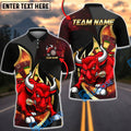 BlueJose Darts Angry Bull Dartboard Fire Power Graphic Personalized Name, Team Name Unisex Shirt (4 Colors)