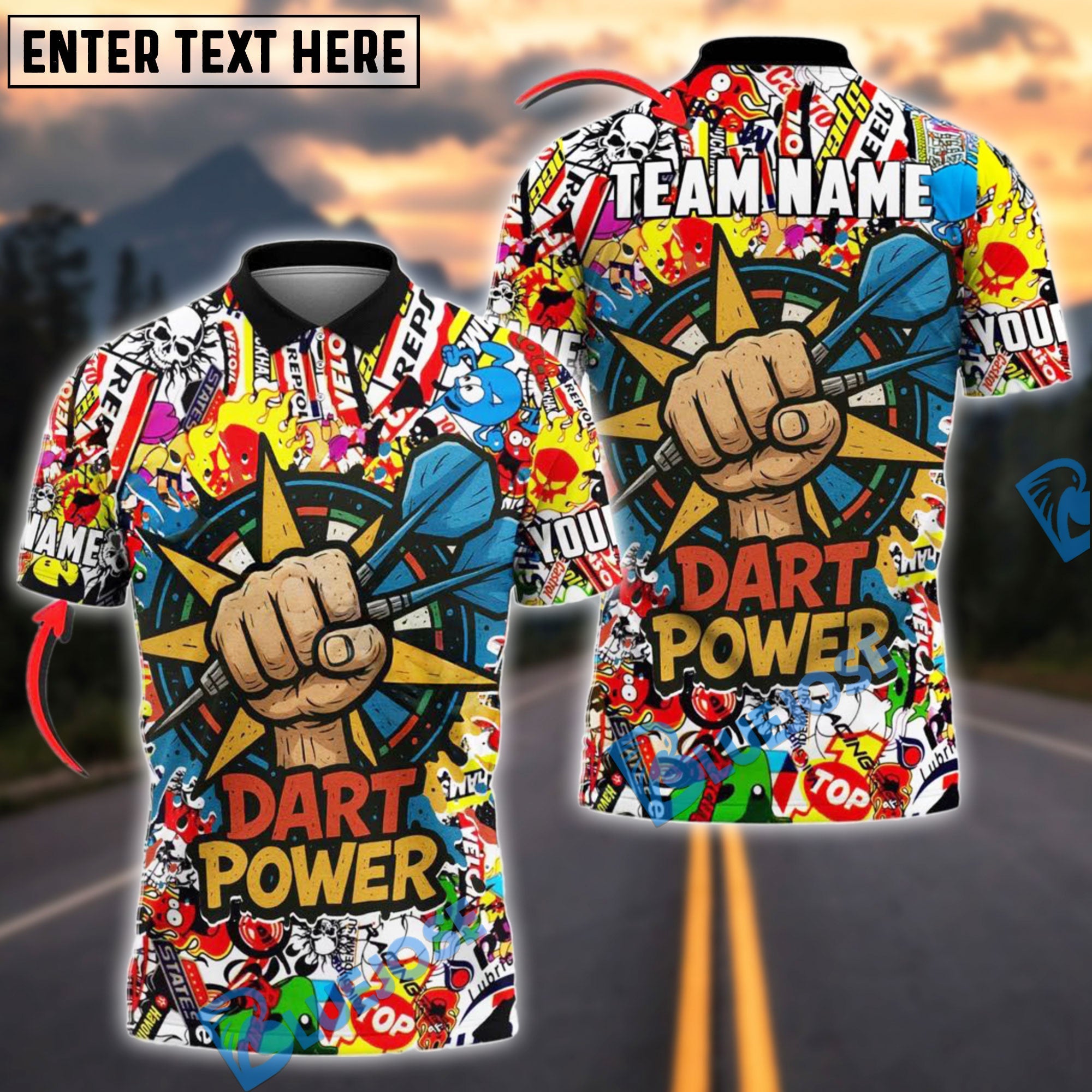BlueJose Darts Power Personalized Name, Team Name Shirt