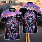 BlueJose Darts Galaxy Skull Girl Psychedelic Skeleton Dartboard Personalized Name, Team Name Unisex Shirt (4 Colors)