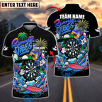 BlueJose Darts Summer Vibes Surf Style Personalized Name, Team Name Shirt (4 Colors)