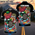 BlueJose Darts Summer Vibes Surf Style Personalized Name, Team Name Shirt (4 Colors)