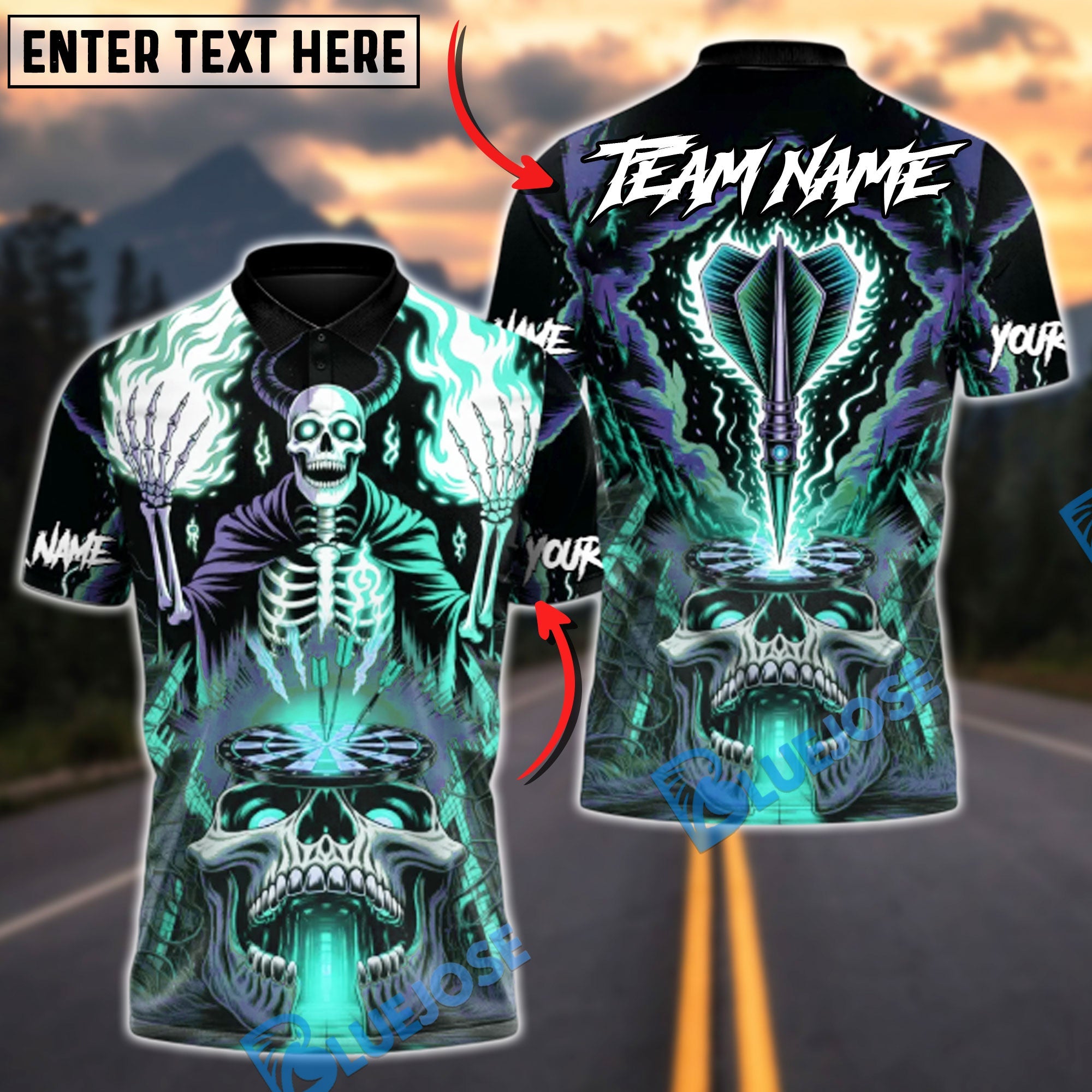 BlueJose Darts Demon‚Äôs Aim Personalized Name, Team Name Unisex Shirt (4 Colors)