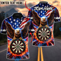 BlueJose Darts USA Flag Eagle Fire Dartboard Bullseye Personalized Name Shirt