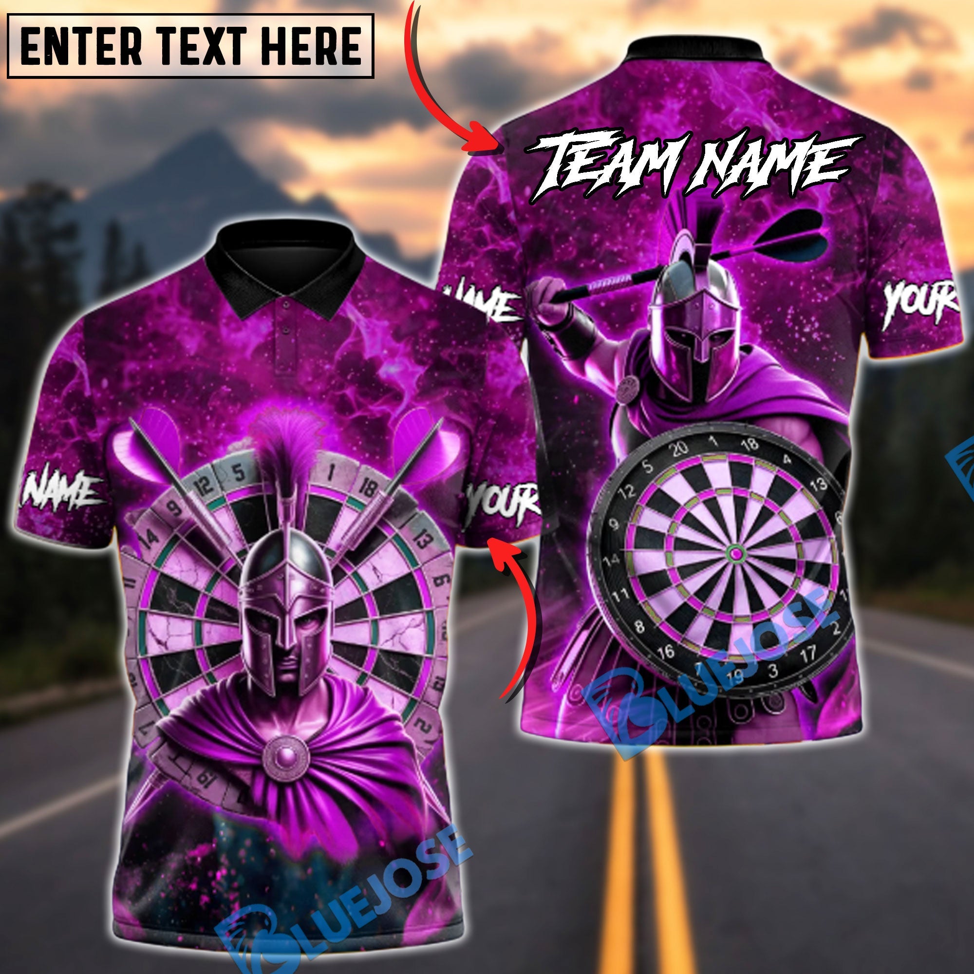 BlueJose Darts Spartan Warrior Fury Multicolor Options Personalized Name Shirt (4 Colors)