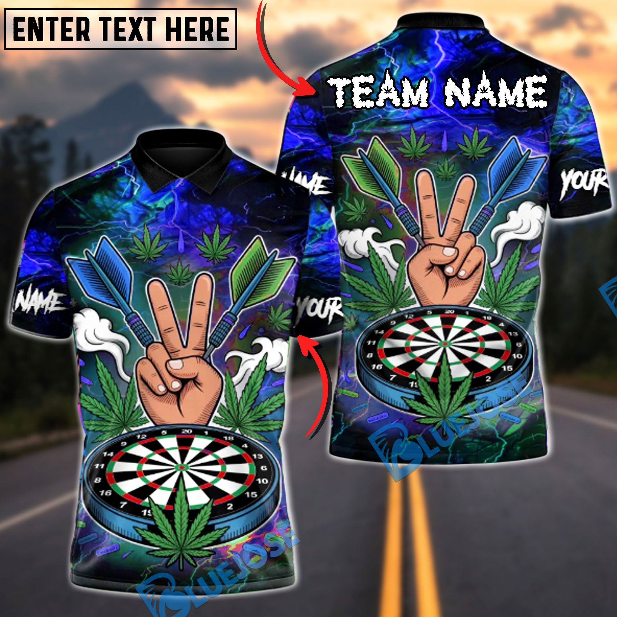 BlueJose Darts ‚ÄúPeace & Aim‚Äù 420 Dart Edition Multicolor Options Personalized Name Shirt (4 Colors)