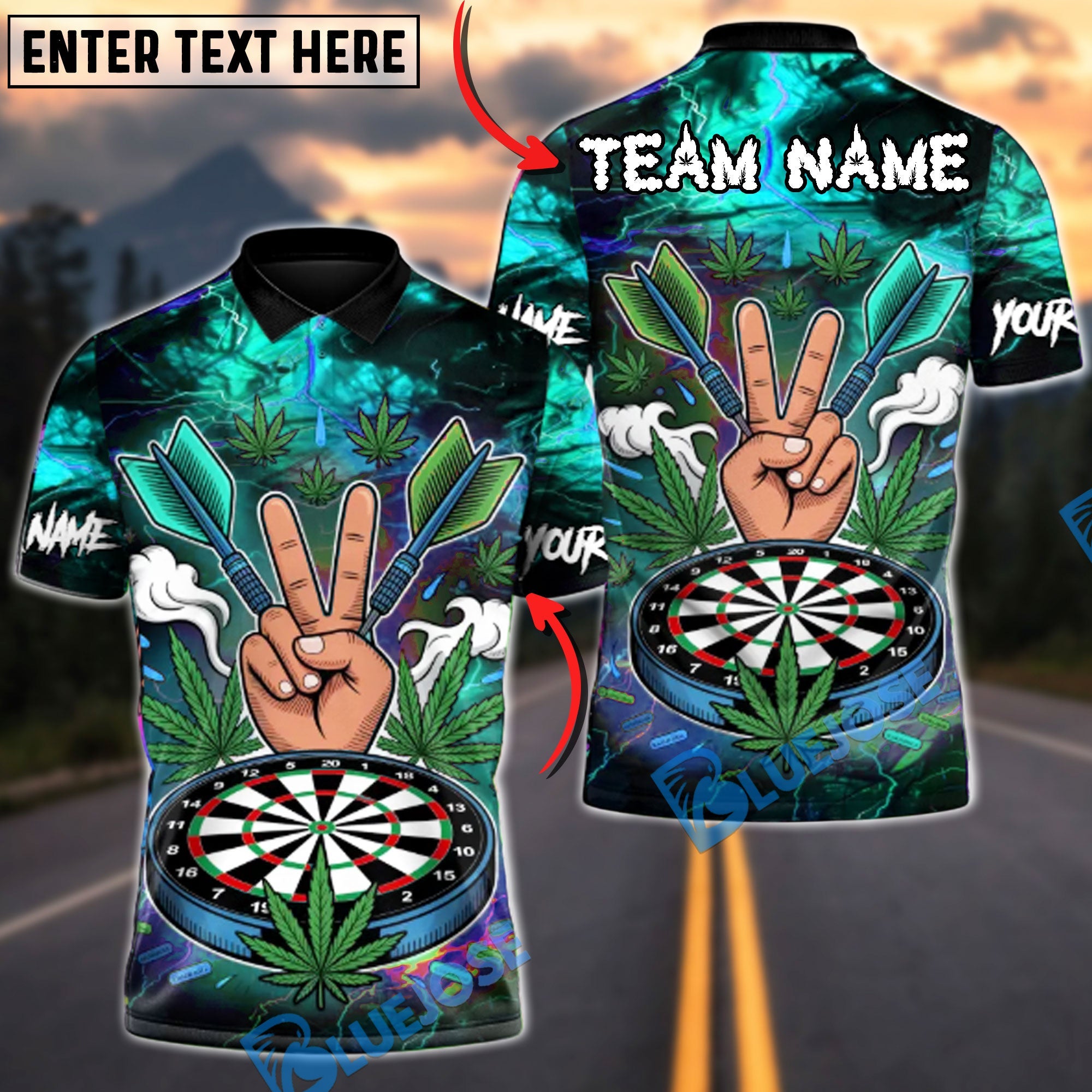 BlueJose Darts ‚ÄúPeace & Aim‚Äù 420 Dart Edition Multicolor Options Personalized Name Shirt (4 Colors)