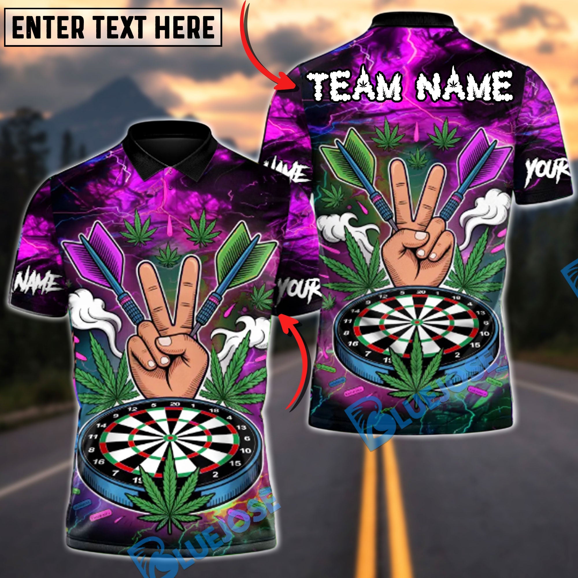 BlueJose Darts ‚ÄúPeace & Aim‚Äù 420 Dart Edition Multicolor Options Personalized Name Shirt (4 Colors)