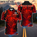 BlueJose Darts Flame Skull With Dartboard Design 2 Customized Name, Team Name 3D Shirt (4 Colors)