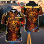 BlueJose Darts Flame Skull With Dartboard Design 2 Customized Name, Team Name 3D Shirt (4 Colors)