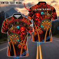 BlueJose Darts Flame Skull With Dartboard Design 3 Customized Name, Team Name 3D Shirt (4 Colors)