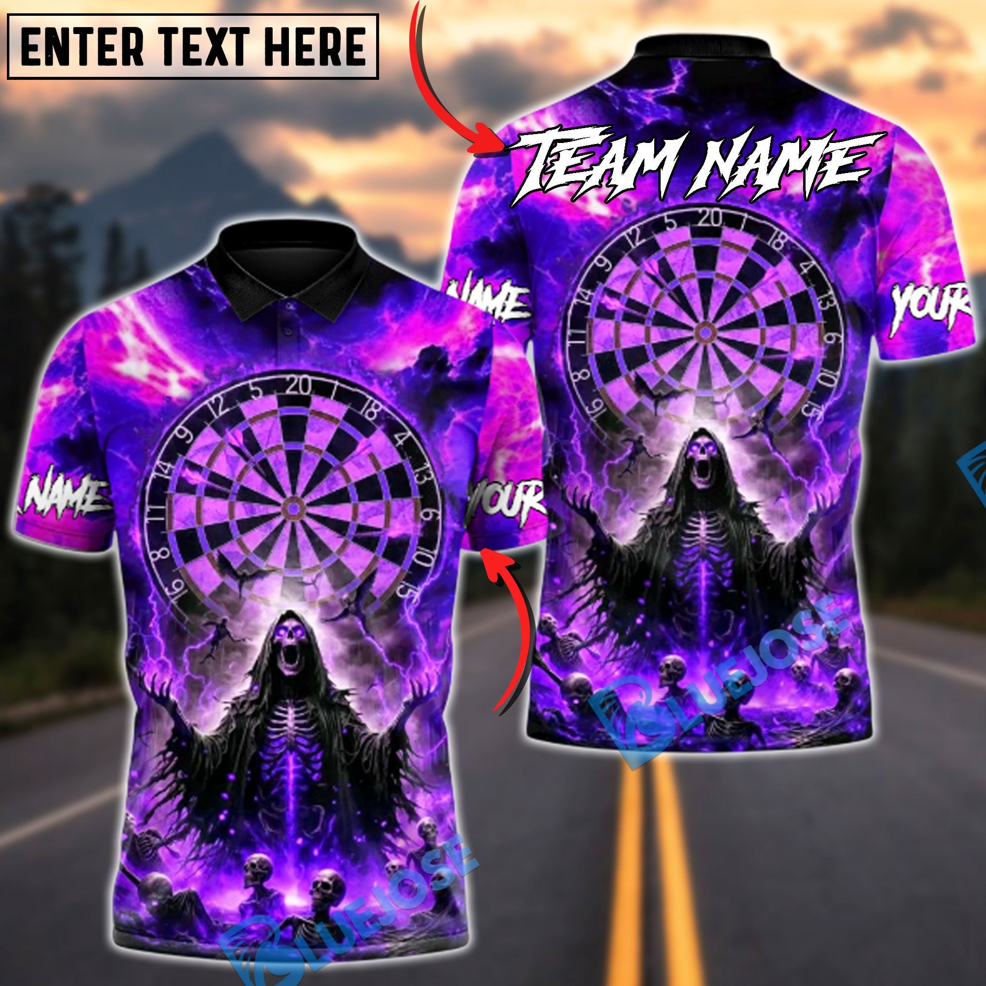BlueJose Darts Hellbound Apocalypse Multicolor Options Personalized Name Shirt (4 Colors)