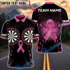 BlueJose Darts Strong in Pink Breast Cancer Awareness Ribbon Personalized Name Shirt