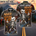 BlueJose Darts Never Give Up Punk Skeleton Customized Name, Team Name 3D Shirt (4 Colors)