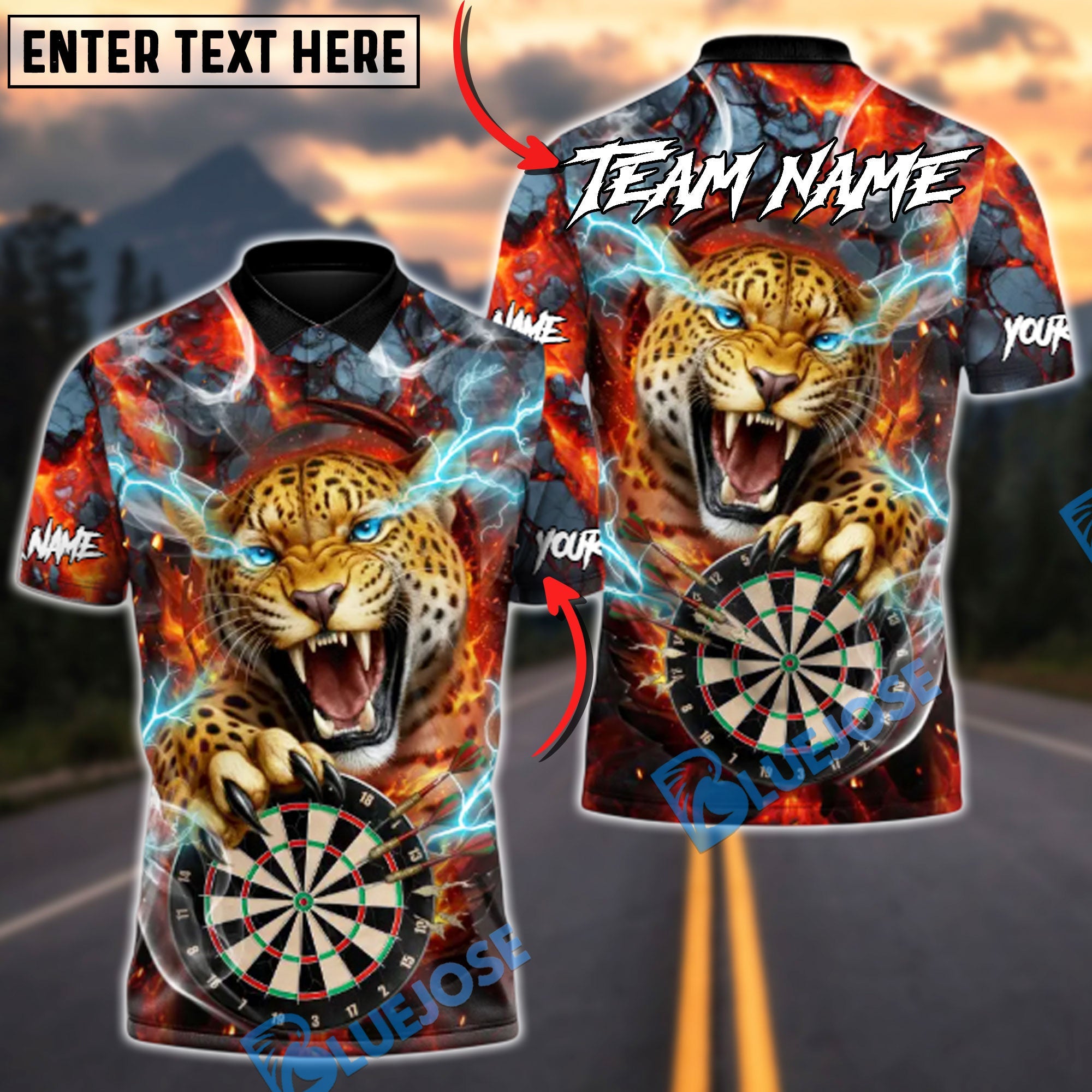 BlueJose Darts Thunder Leopard Fury Personalized Name Shirt