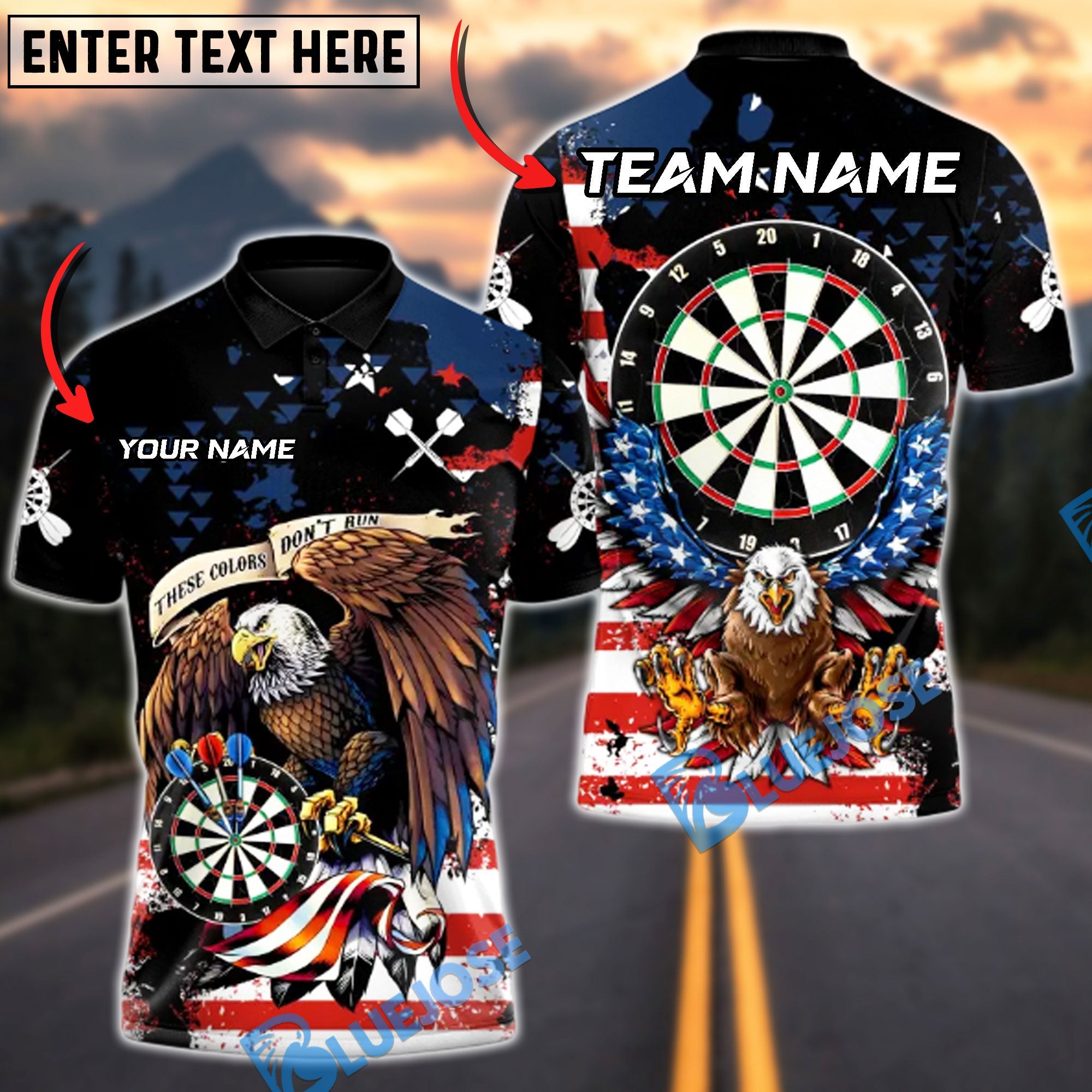 BlueJose Darts Fearless Target Personalized Name Shirt
