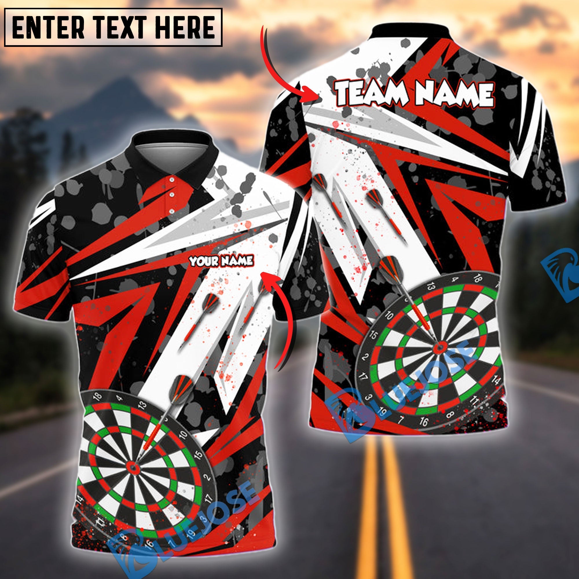 BlueJose Darts Winner Personalized Name, Team Name Shirt (4 Colors)