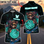 BlueJose Darts Cat Neon Street Art Multicolor Options Personalized Name Shirt (4 Colors)