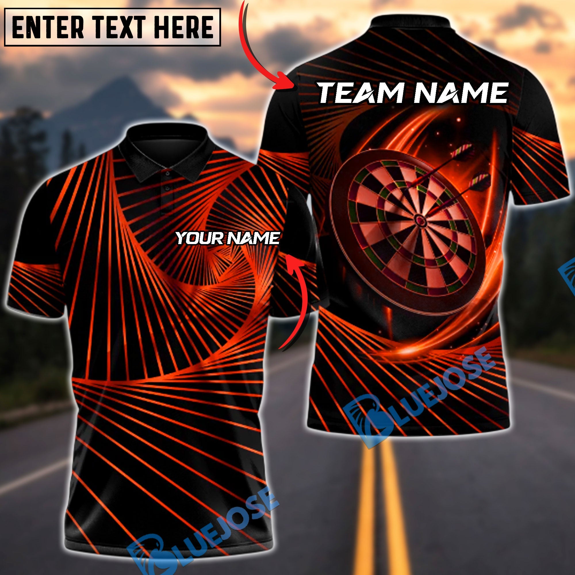 BlueJose Darts Pro Line Multicolor Options Personalized Name Shirt (6 Colors)