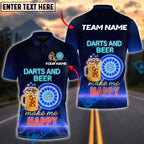 BlueJose Darts and Beer Neon Vibes Personalized Name, Team Name Shirt (4 Colors)
