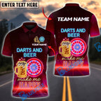 BlueJose Darts and Beer Neon Vibes Personalized Name, Team Name Shirt (4 Colors)