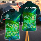 BlueJose Bullseye Darts Boss Neon Jet Personalized Name, Team Name Shirt (4 Colors)