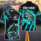 BlueJose Darts Wolf Flame Personalized Name, Team Name Shirt (4 Colors)