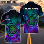 BlueJose Darts Neon Dartboard Mascot Personalized Name, Team Name Shirt (4 Colors)