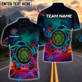 BlueJose Darts Neon Dartboard Mascot Personalized Name, Team Name Shirt (4 Colors)