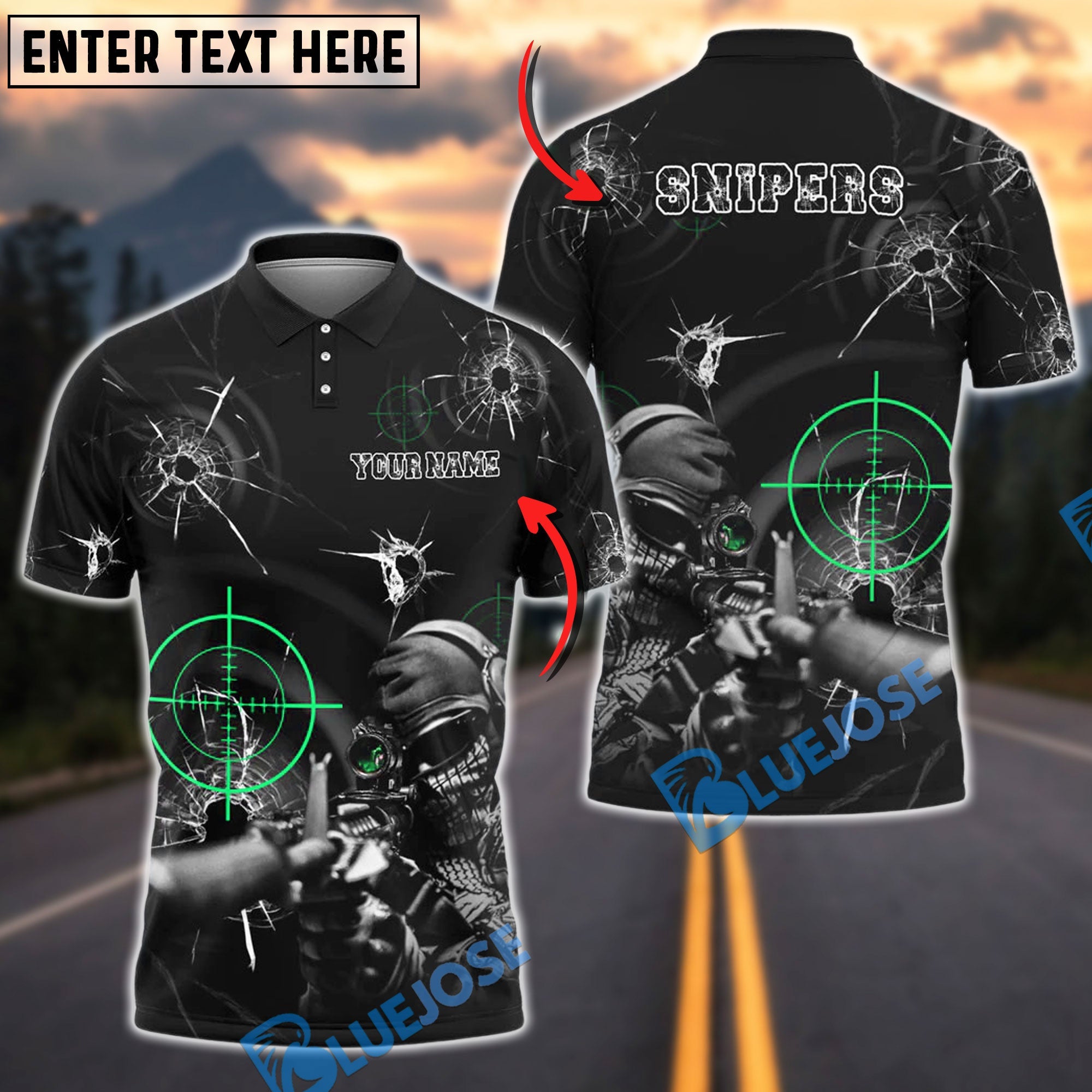 BlueJose Darts Sniper Aim Customized Name, Team Name 3D Shirt (4 Colors)