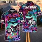 BlueJose Darts Cool Shark Graffiti Style Multicolor Options Personalized Name Shirt (4 Colors)
