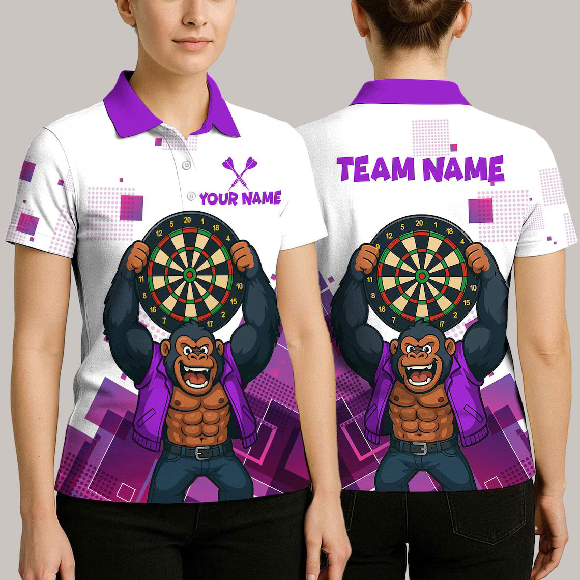 BlueJose Darts Gorilla King Rebel Attitude Customized Name, Team Name 3D Shirt (4 Colors)